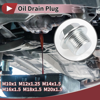 Set of 1 M12x1.25 Engine Oil Drain Plug with Gasket for Car Motorcycle Boat