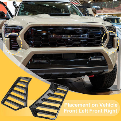 Front Left Right Headlight Trim Bezel for Toyota Tacoma (2024–2026) Carbon Fiber Black