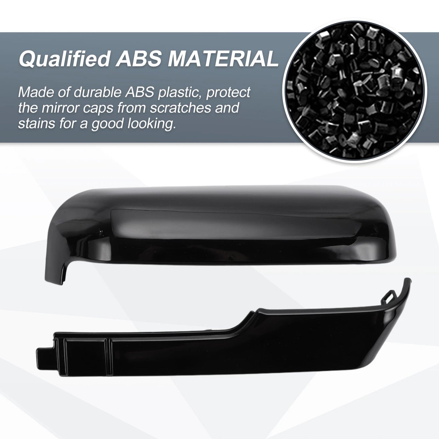 Set of 2 Rearview Mirror Cover Caps Gloss Black for Chevrolet Silverado, GMC