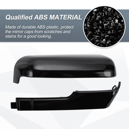 Set of 2 Rearview Mirror Cover Caps Gloss Black for Chevrolet Silverado, GMC
