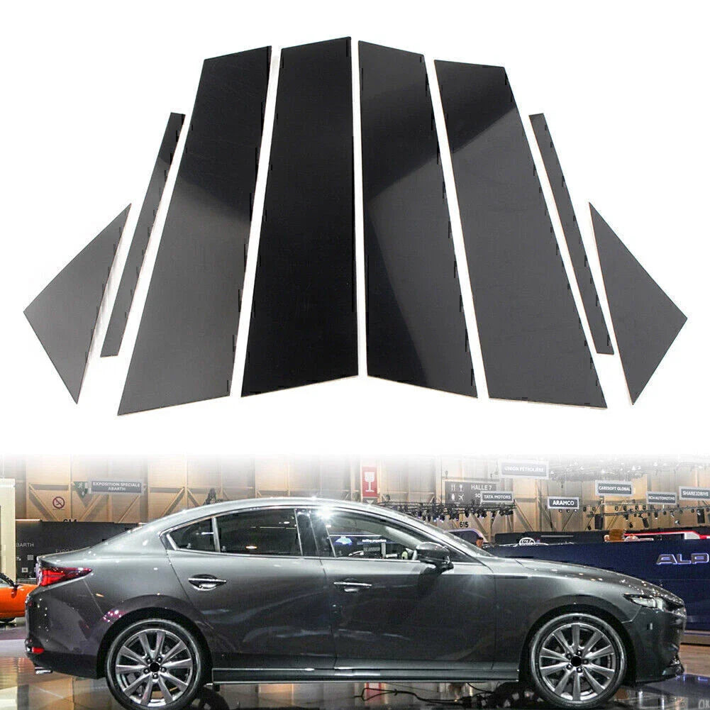 8 Pcs Gloss Black Door Trim Pillar Posts for Mazda 3 Sedan (2019-2021)
