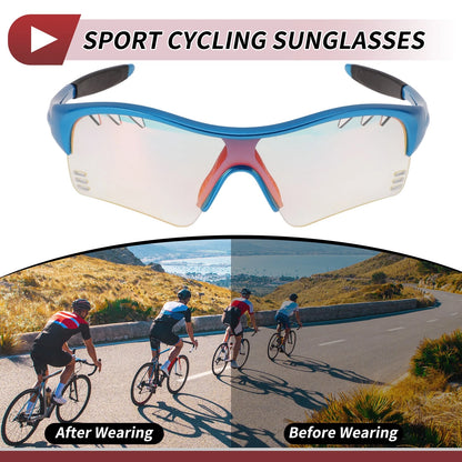 Motorcycle Riding Goggles for Various Models (Light Red Lens, Blue Frame)