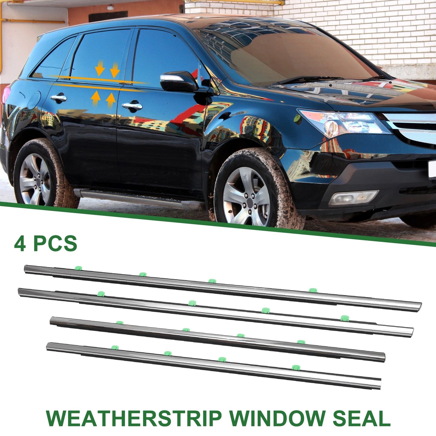 Set of 4 Weatherstrip Window Seal No.72410TZ5A01/72450TZ5A01 for Acura MDX (2014–2020)