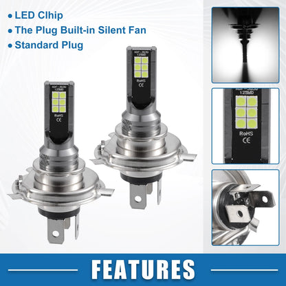 Set of 2 H4 Fog Lights for Auto (12 Sequential LED, 3030 Chips)