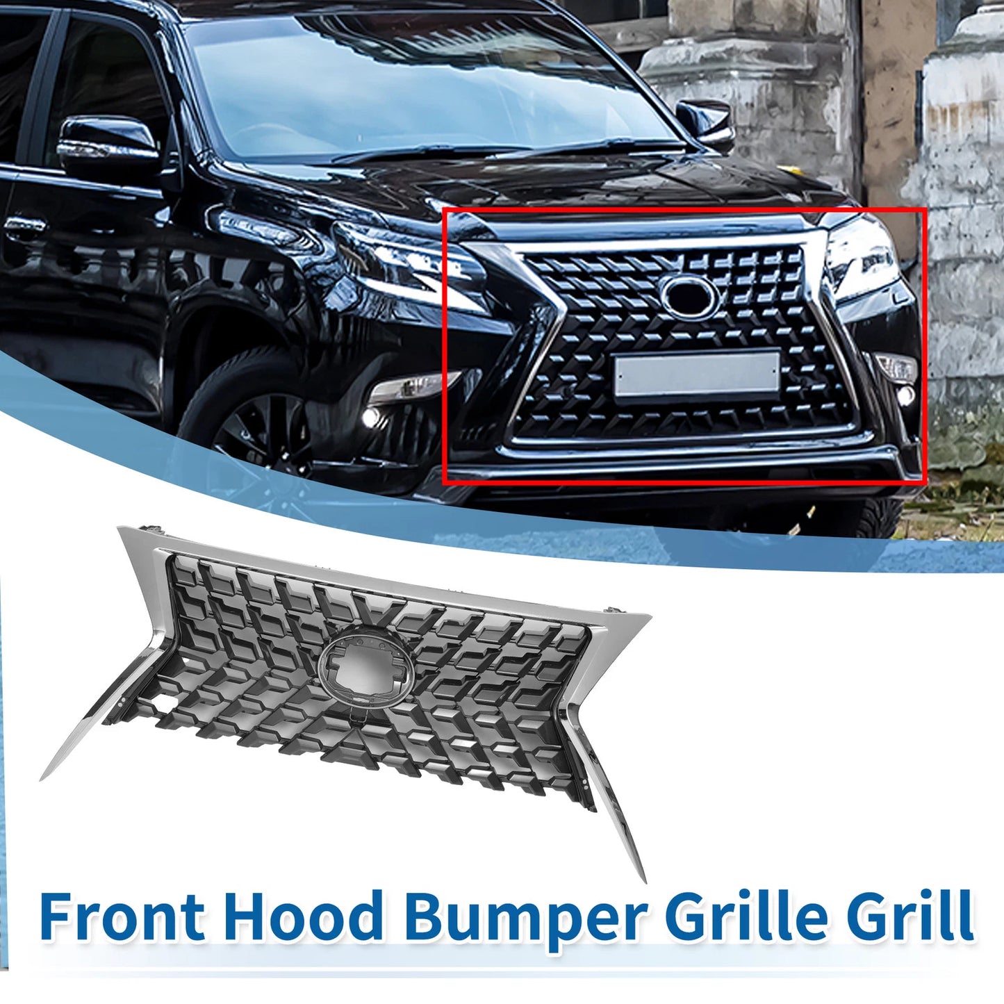 Front Upper Hood Bumper Grille for Lexus GX460 (2014–2022) Chrome
