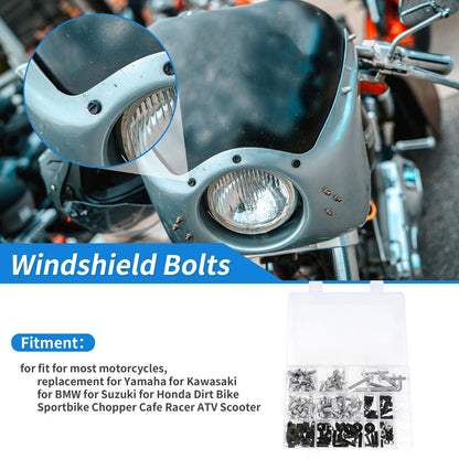 Windshield Bolts for Yamaha Motorcycles (Aluminum Rubber Silver Tone)
