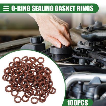 100pcs FKM Rubber O Ring Seal Gasket for Universal Applications 7mm ID x 2.5mm CS