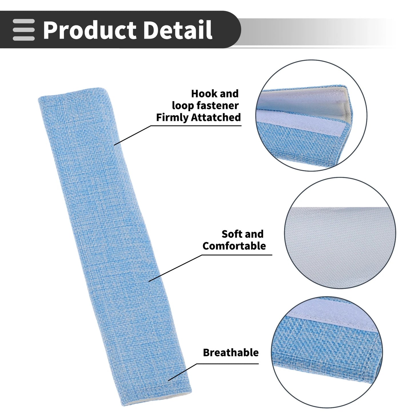 Set of 2 Light Blue Seat Belt Cover Pads for Universal Fit (24cm)