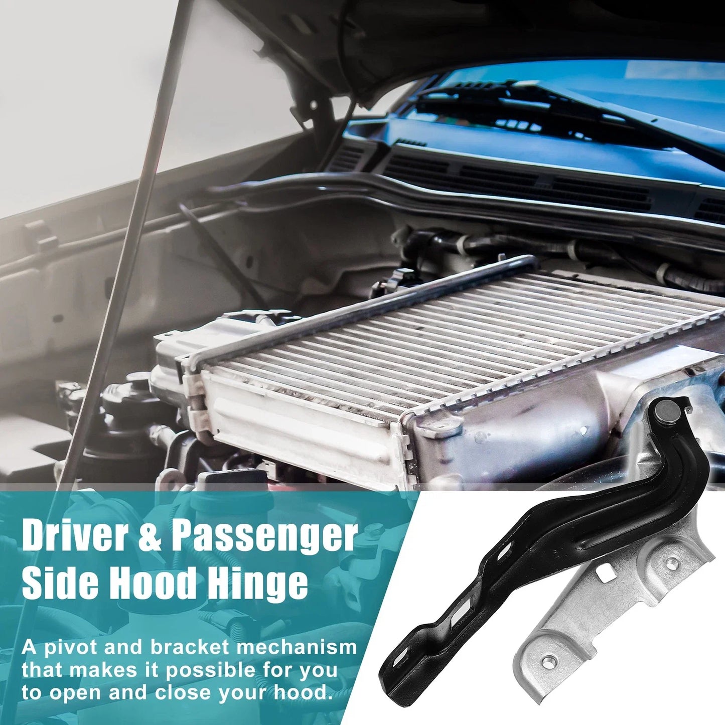 Hood Hinge 2 x Black for Chevrolet (23134811, GM1236171)
