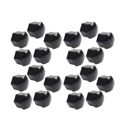 17mm Black Wheel Lug Nut Bolt Cover Caps (20 Pcs) for Car - Fits Various Models