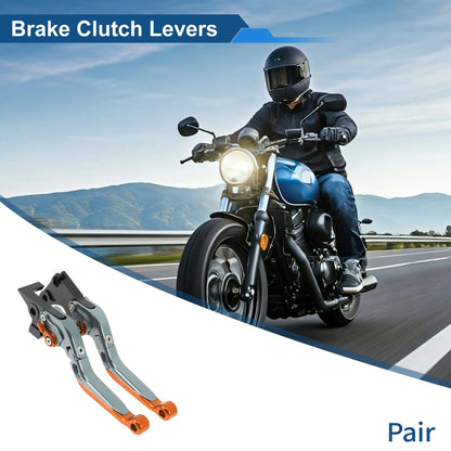 Brake Clutch Levers for BMW G310R (2017–2021) Titanium Handle Orange End 1 Pair