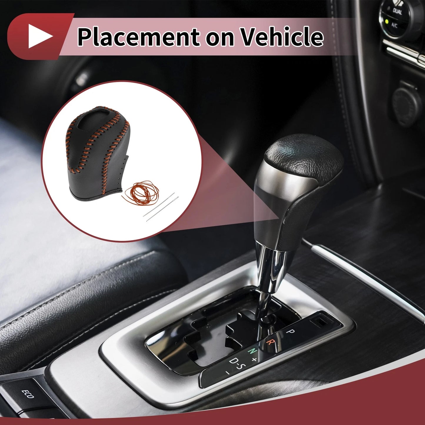 1Pc Gear Shift Knob Cover for Volkswagen Taos (2022–2023) Black Brown