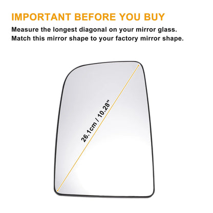 Left Upper White Mirror Glass w/ Back Non-heated for Mercedes Sprinter (2006-2011)