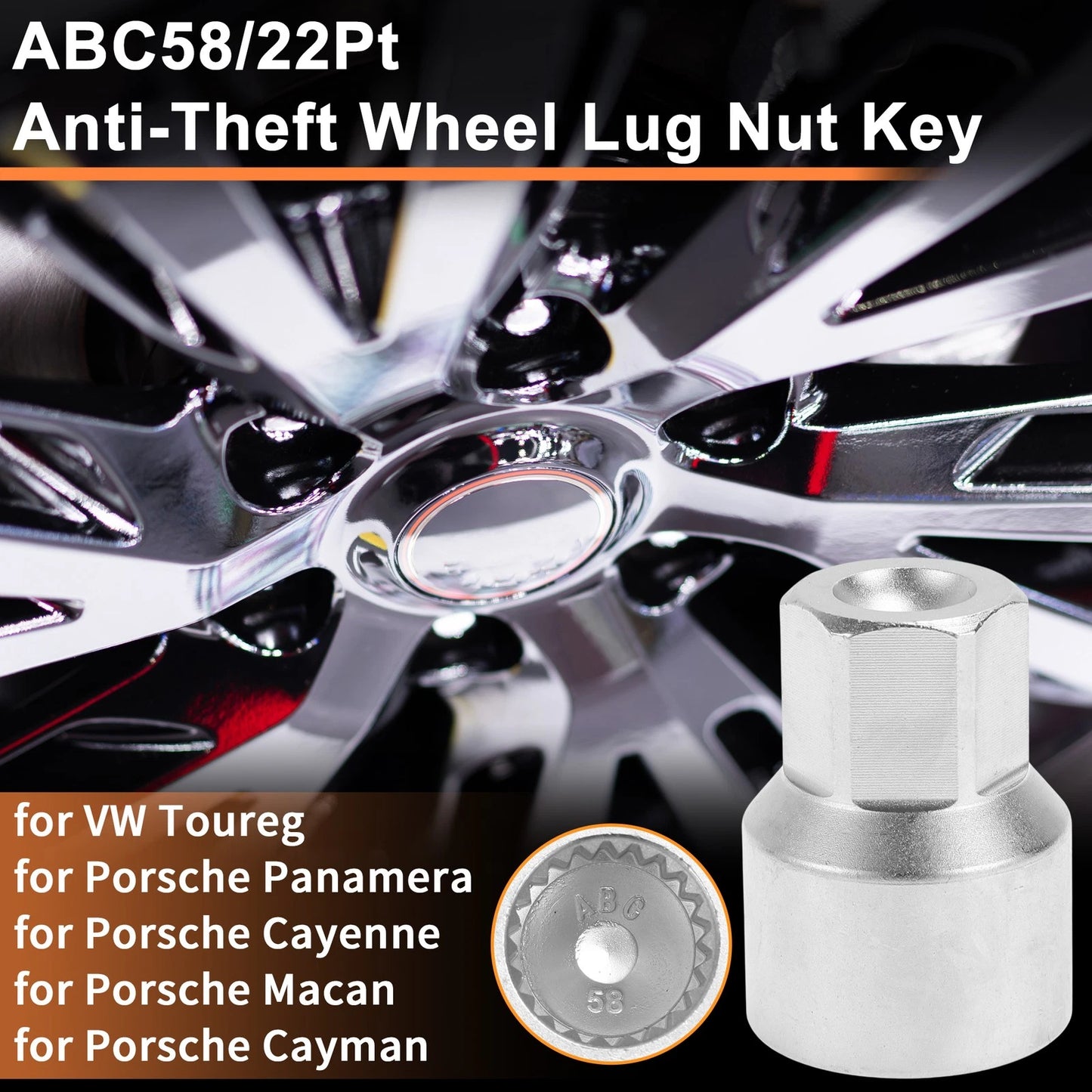 Wheel Lock Lug Nut for VW Touareg (2004–2017) - ABC58/22Pt