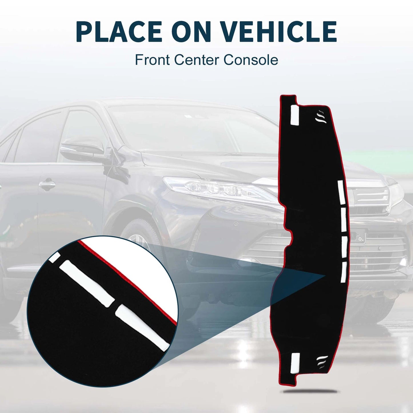 Dashboard Dash Cover Mat for Toyota Harrier (2020–2024) Black Red Set of 1