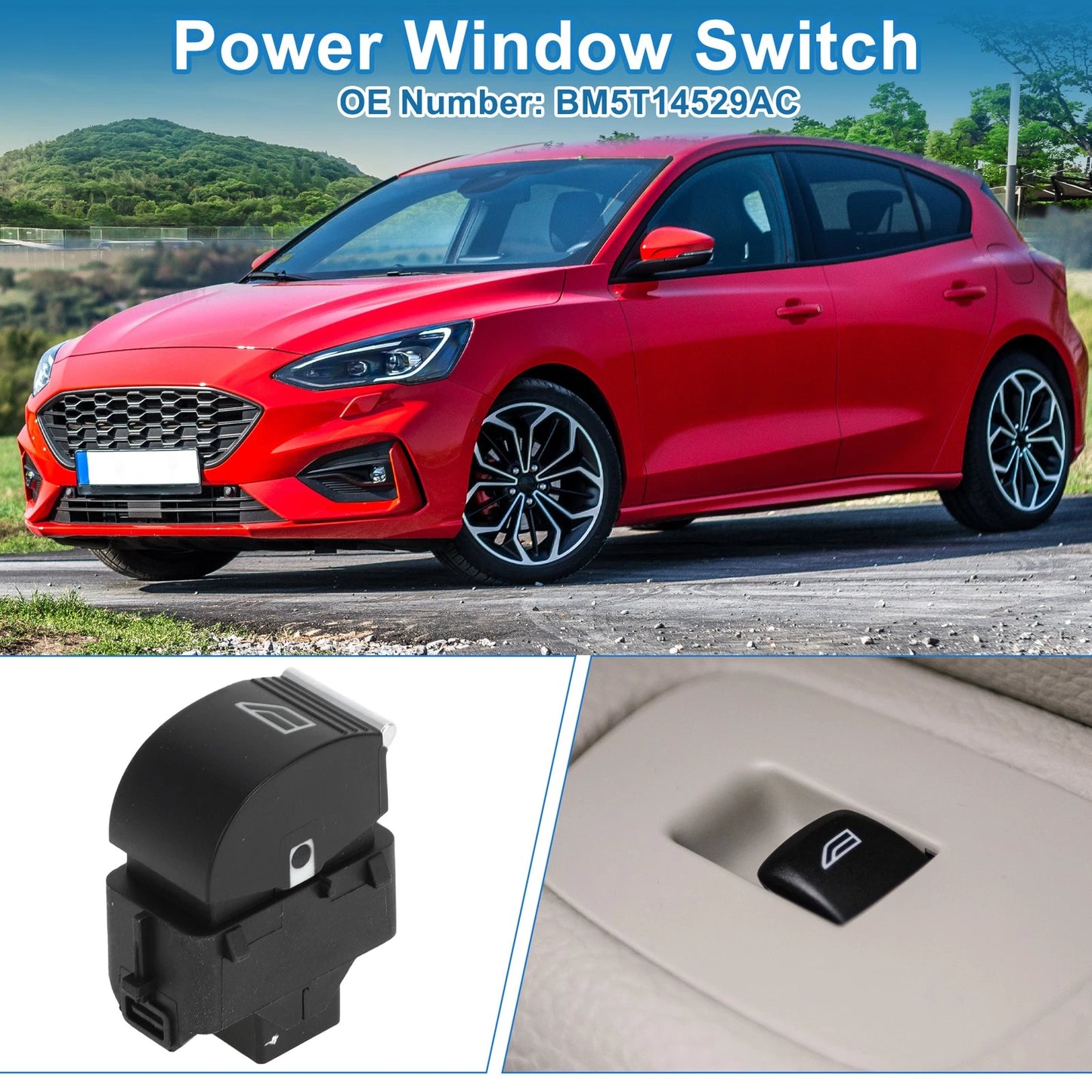 Rear Side Power Window Switch for Ford C-Max Escape Focus (2013–2019) No.BM5T14529AC