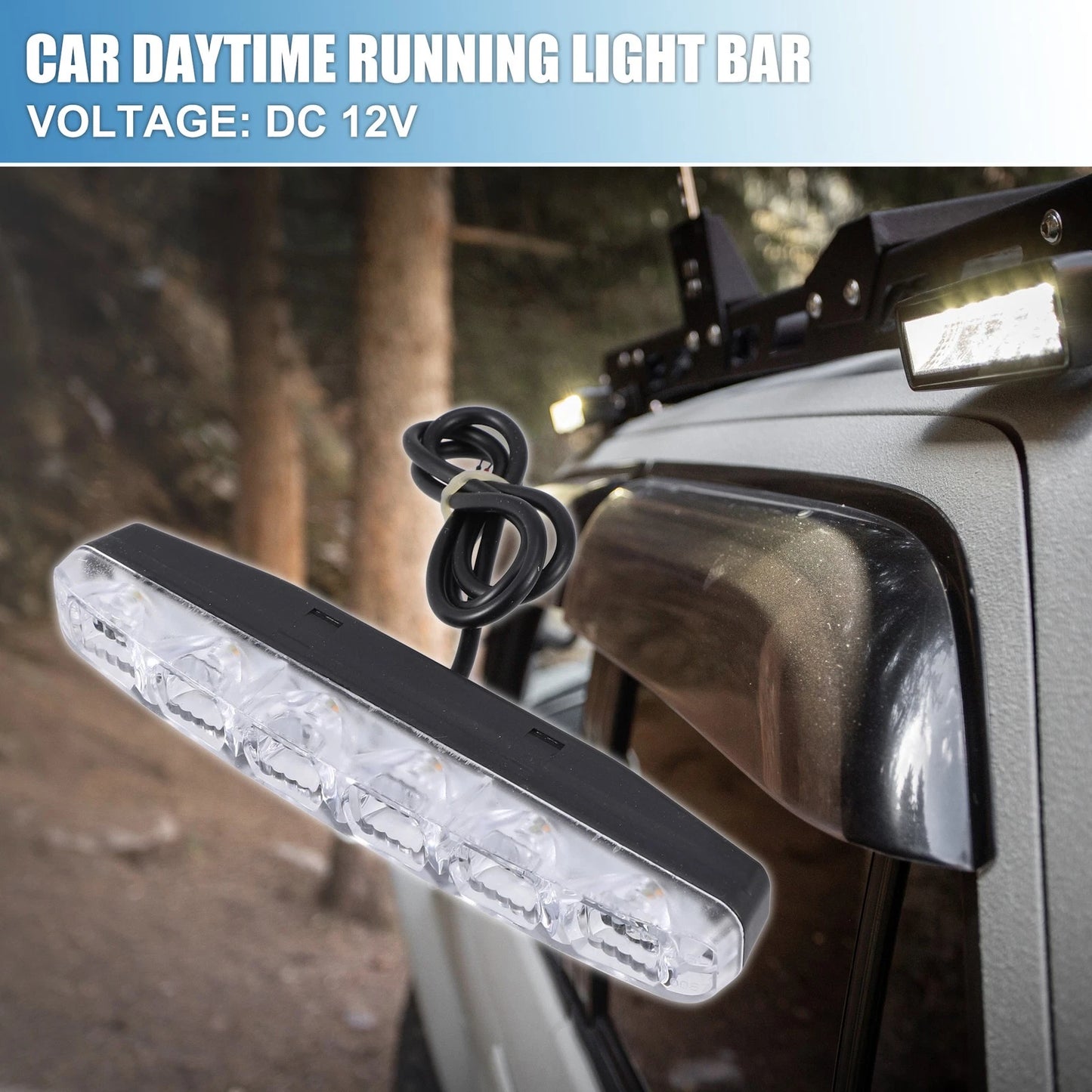 Set of 2 LED Daytime Running Lights for Car (White Amber Turn Signal)