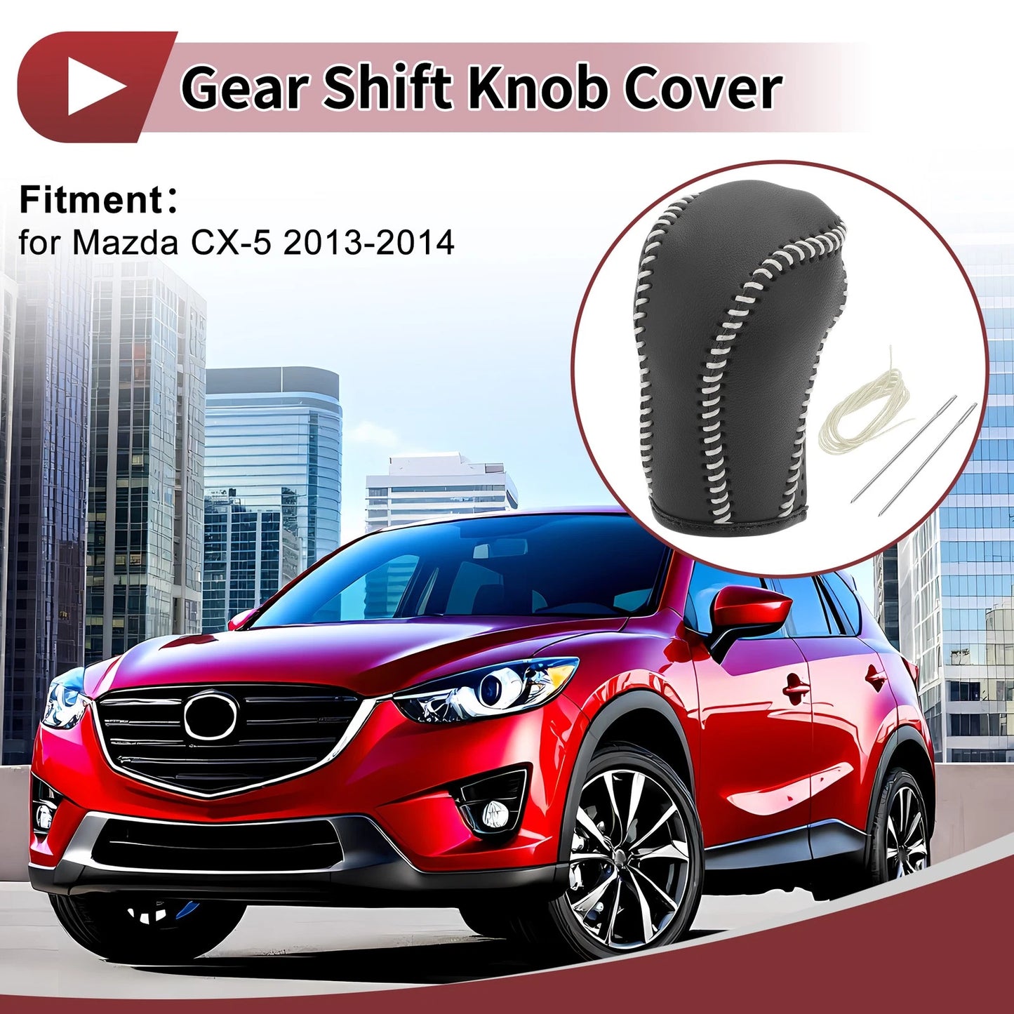 1 Pc Gear Shift Knob Cover for Mazda CX-5 (2013–2014) Black Beige