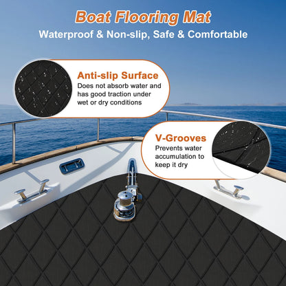 Self-Adhesive Boat Flooring Strip 48" L x 17" W EVA Black