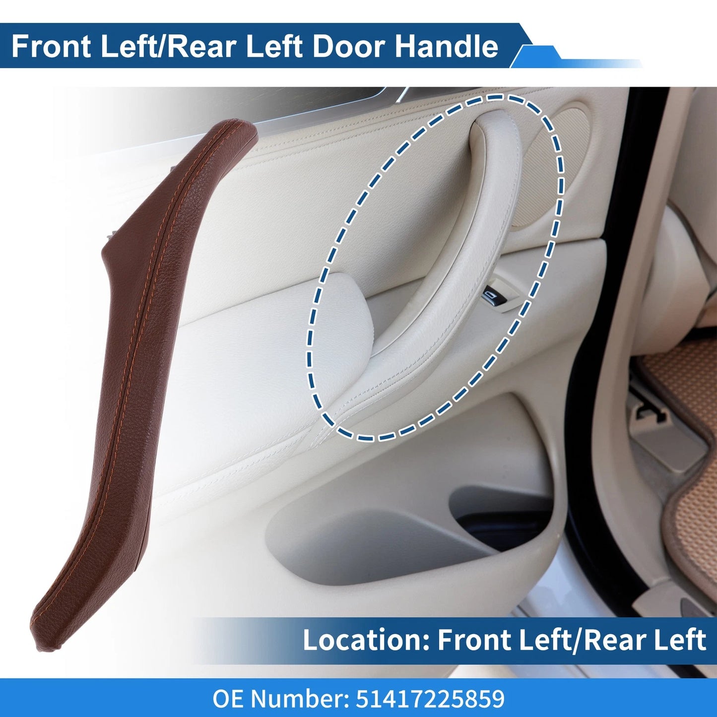 Inner Door Panel Handle for BMW F10 F11 F18 (2010–2017) No. 51417225859 Wine Red