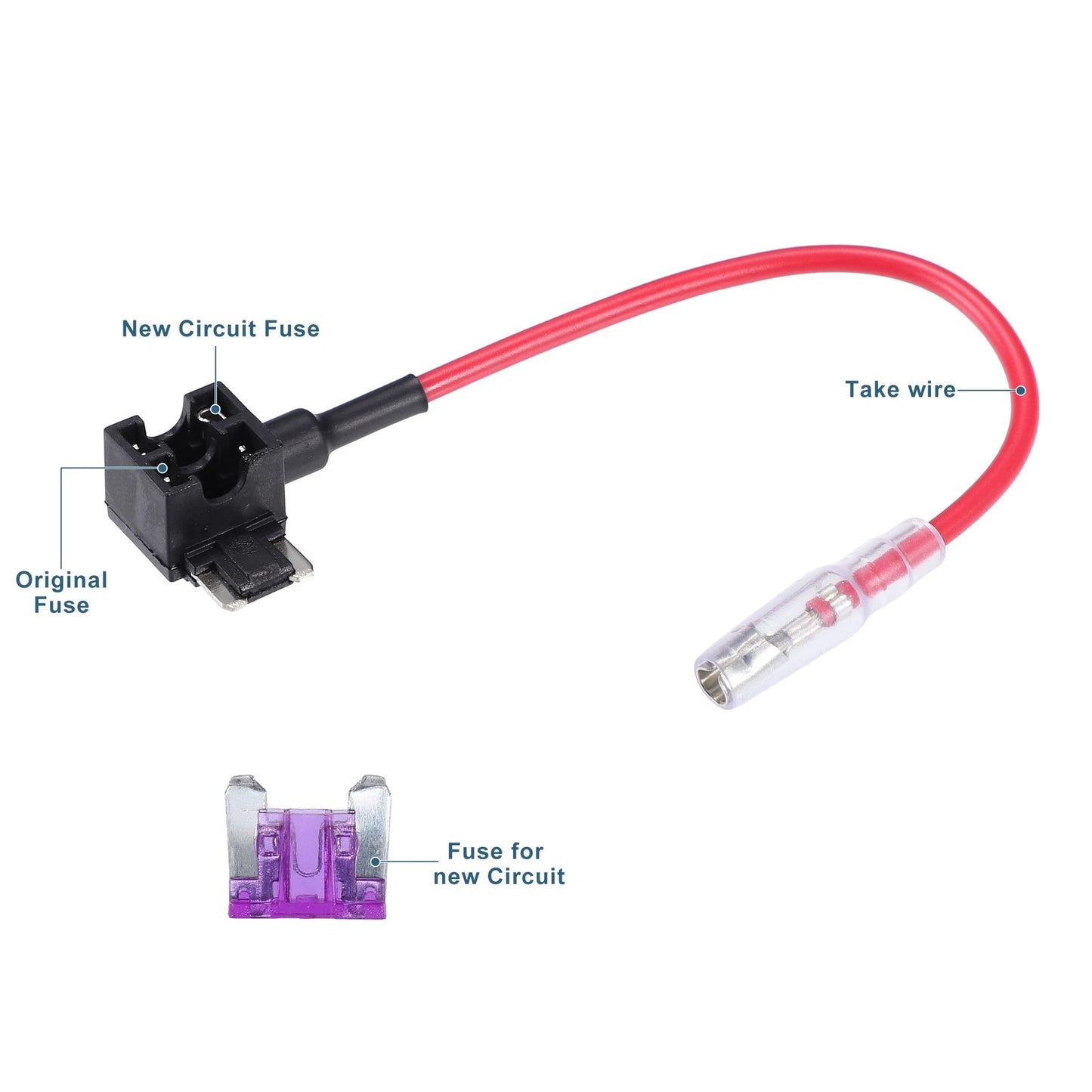 32V Low Profile Mini Fuse Adapters with 3A Fuses for Car