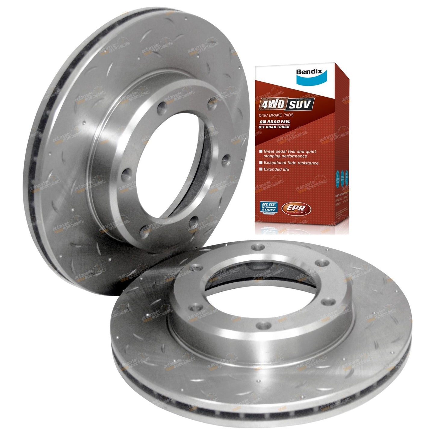 Front Slotted Disc Rotors & Brake Pads for Toyota FJ80 HDJ80 HZJ80 (1990–1992)