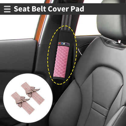 Set of 2 Deep Pink Seat Belt Cover Pads for Universal Fit (23.5cm)