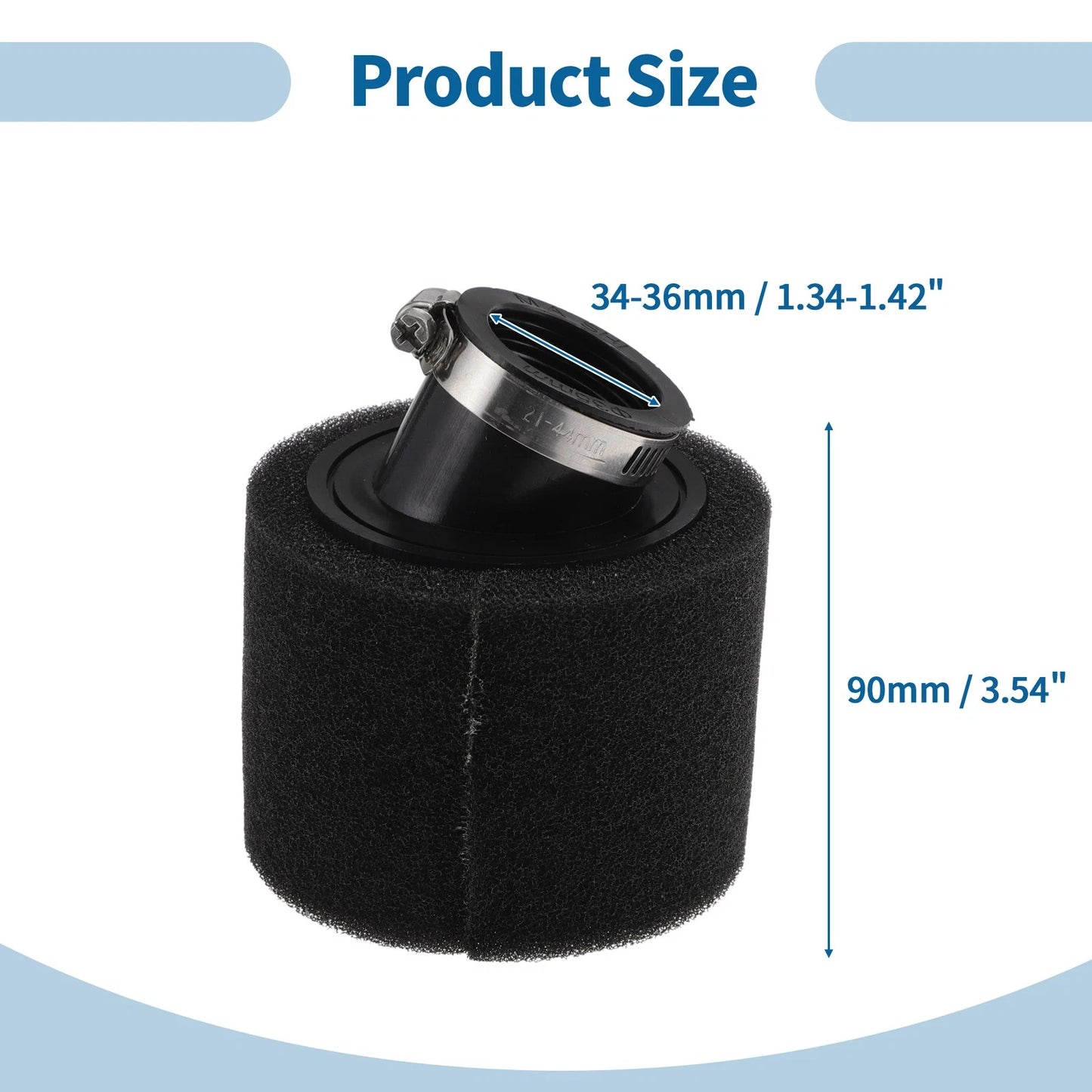 Set of 1 Air Filter for Universal Motorcycle (34-36mm Rubber Foam)