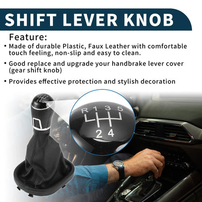 5 Speed Gear Shift Knob with Cover for Volkswagen Touran (2003–2010) Faux Leather