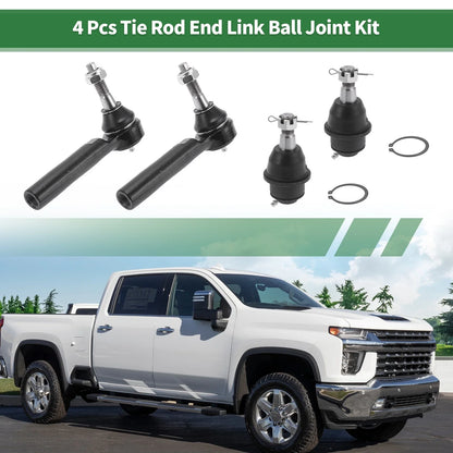 4 Pcs Front Suspension Kit Tie Rod Ends & Ball Joints for Chevrolet Silverado 1500