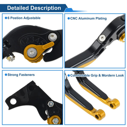Brake Clutch Levers for BMW G310R (2017–2021) Black Handle Gold End 1 Pair