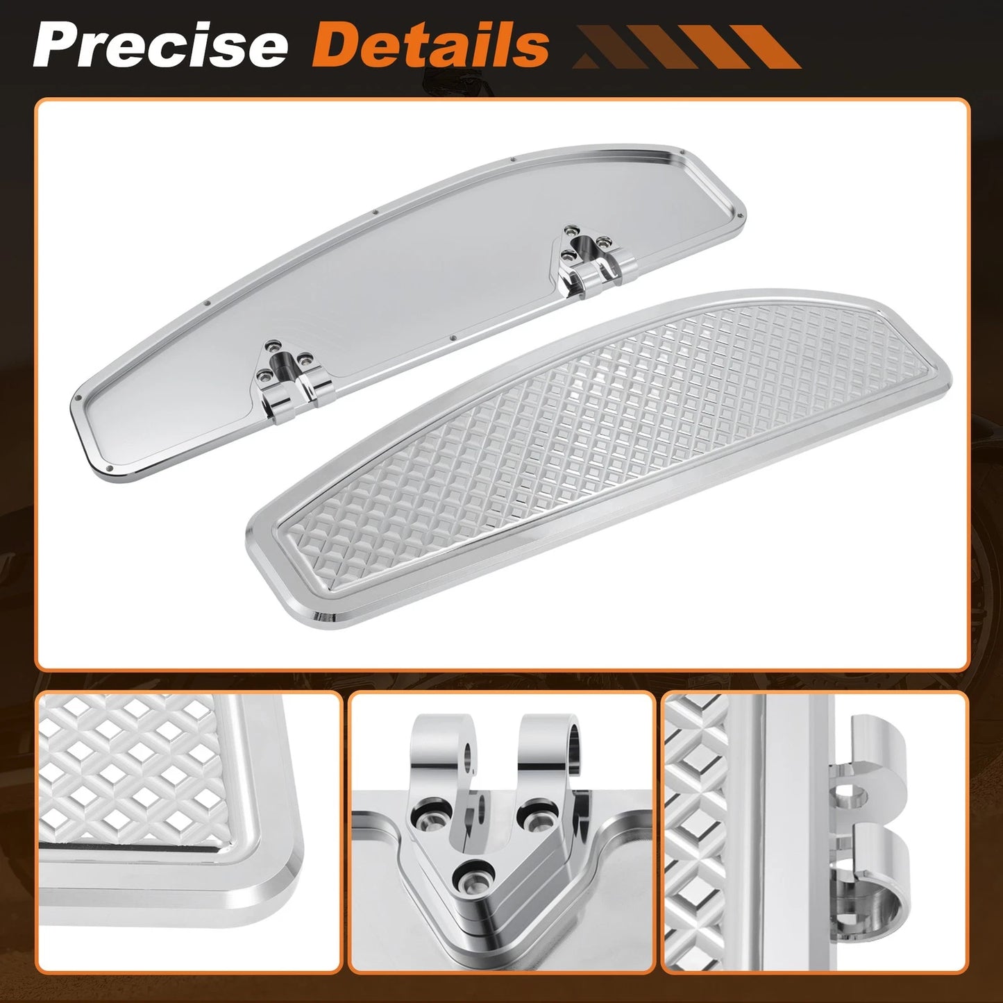 Anti-Slip Stretched Driver Rider Floorboard for Harley Davidson (Chrome)
