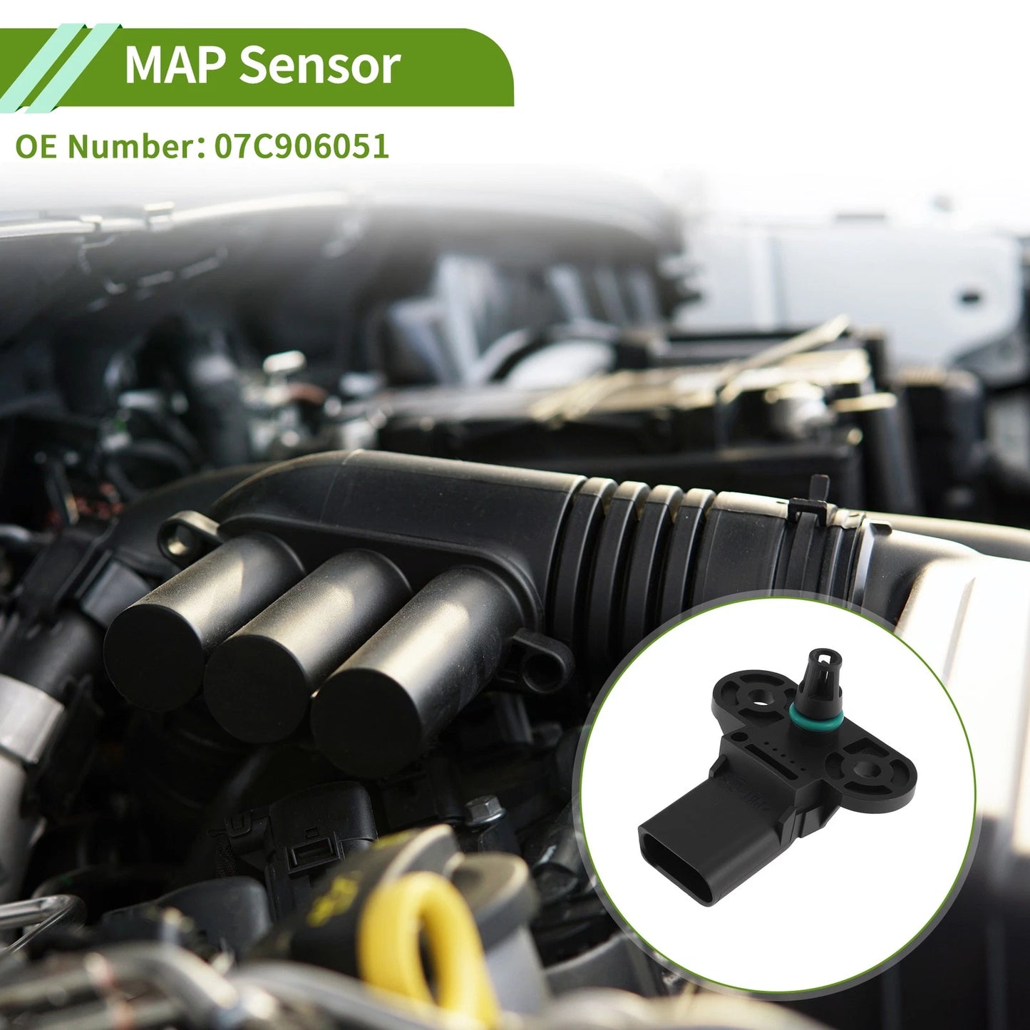 MAP Sensor for Audi A3 Quattro (2008–2009) No. 07C906051