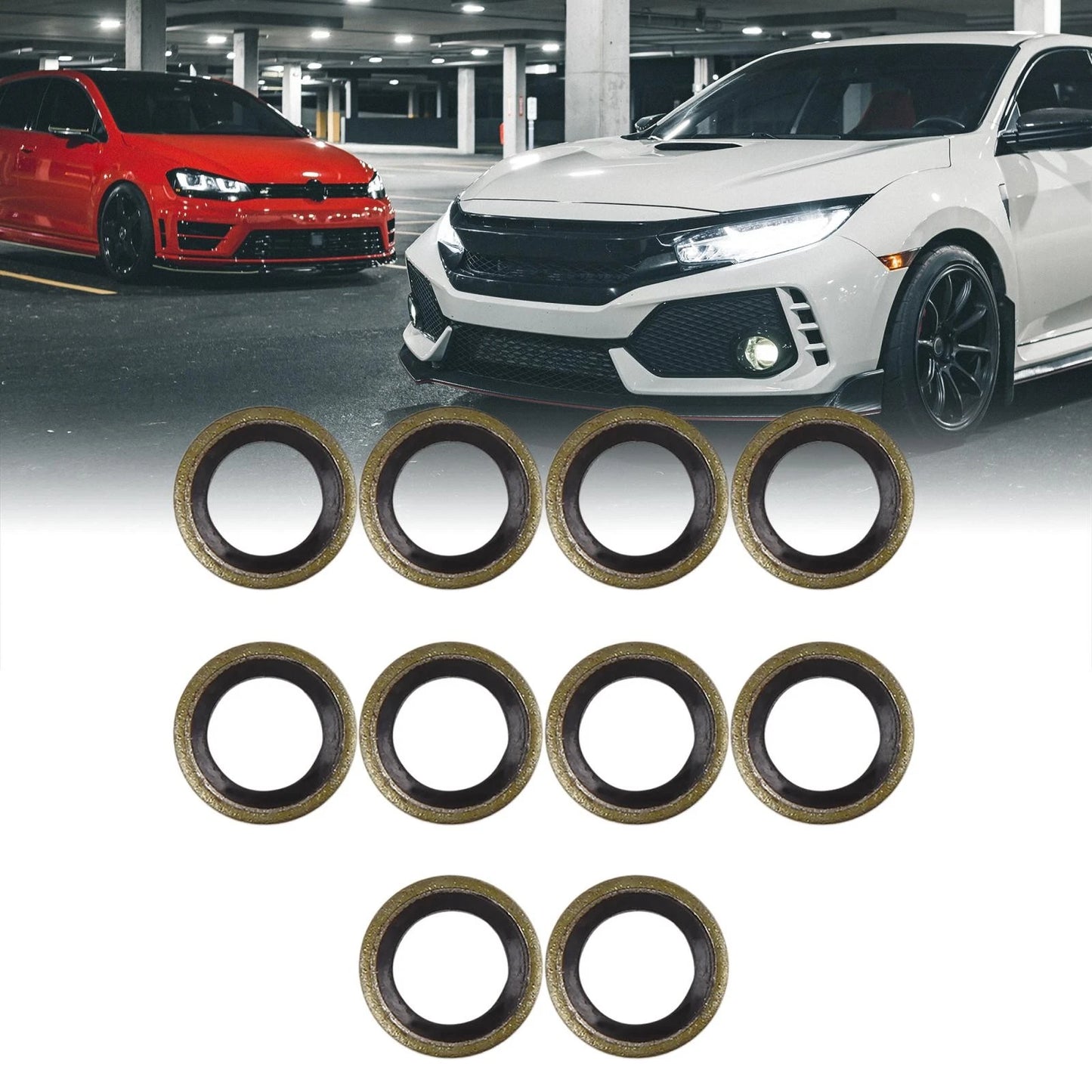 10pcs Copper Washer Oil Seal for Car Engine (8mm ID, 14mm OD)