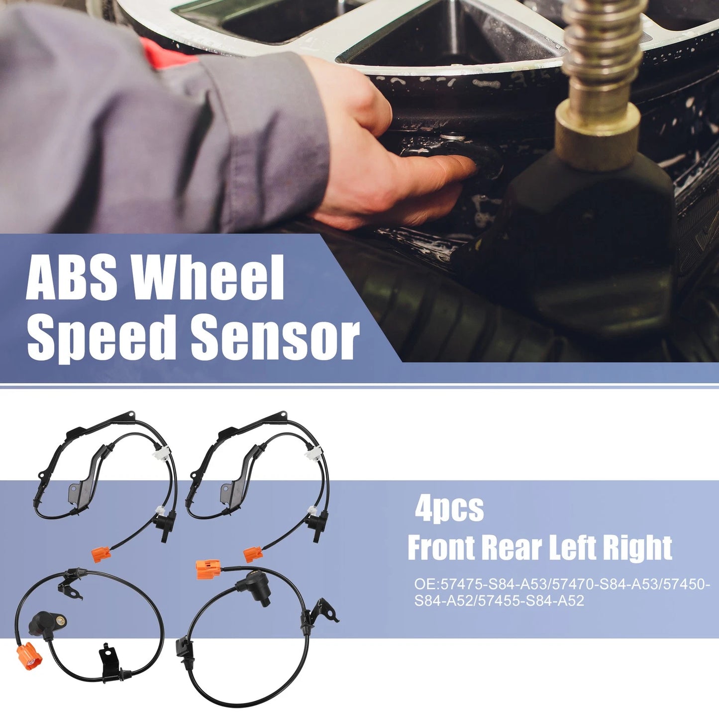 Set of 4 ABS Sensors No. 57475-S84-A53 for Honda Accord (1998–2002)