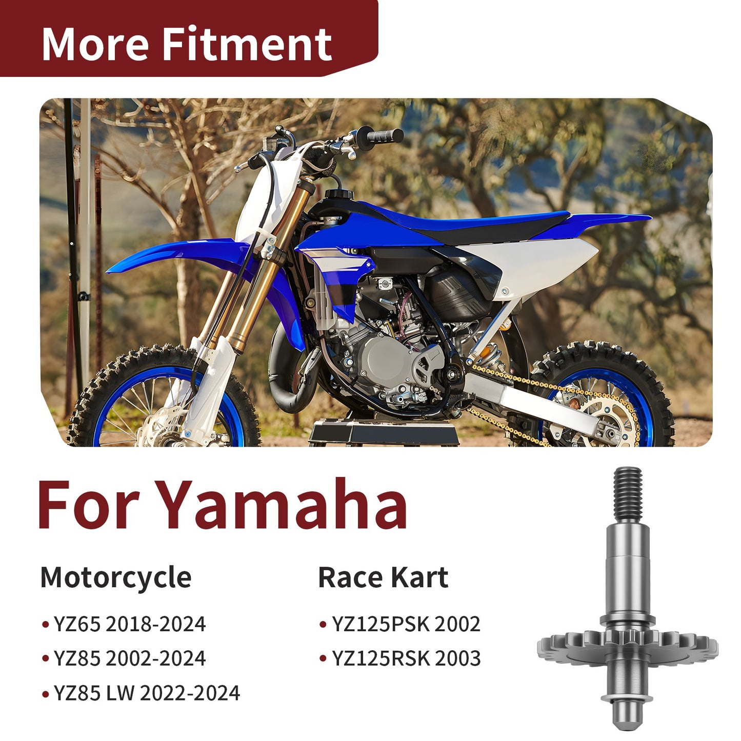 Water Pump Impeller Shaft & Gear for Yamaha YZ65/85 (2002–2024)