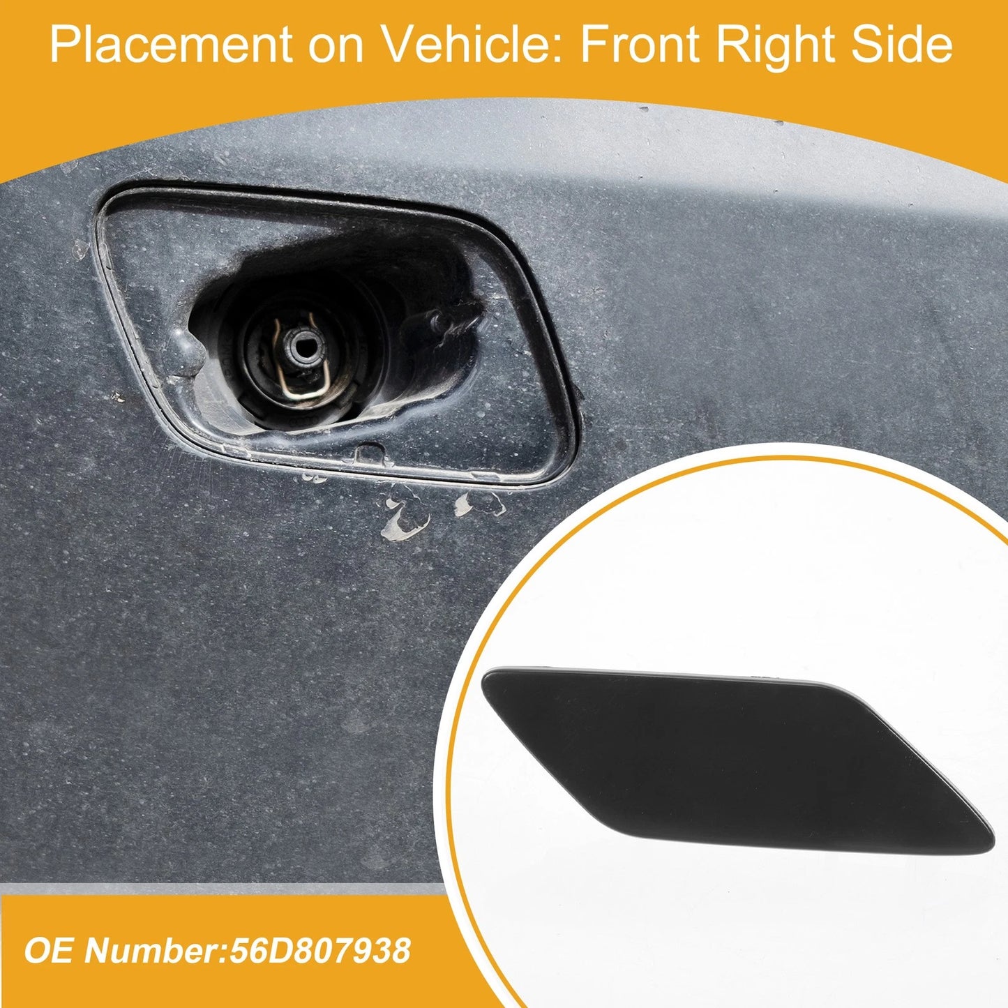 Front Right Washer Nozzle Cover Cap for VW Passat (2011–2018) 1Pcs