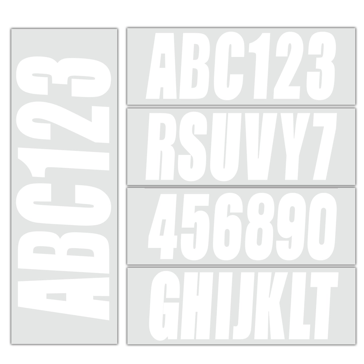 Set of 4 White Decals for Boat Registration Letters & Numbers A-Z 0-9