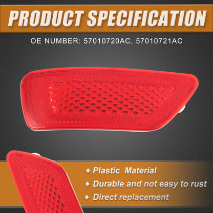 Rear Left Bumper Reflector Light Cover for Jeep Grand Cherokee (2011–2021) 57010721AC Red