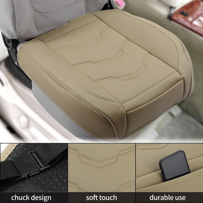 Bottom Seat Pad Cover for Car (Beige, Punched Polygon Pattern, Semi-Wrapped)