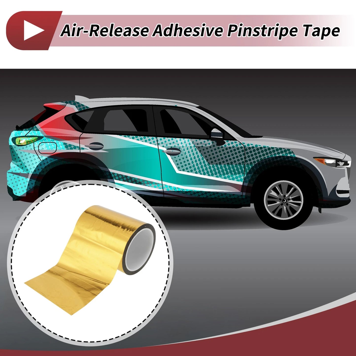 Pinstripe Tape 120mmx50m for Car Motorcycle Boat Gold Tone (1 Pcs)