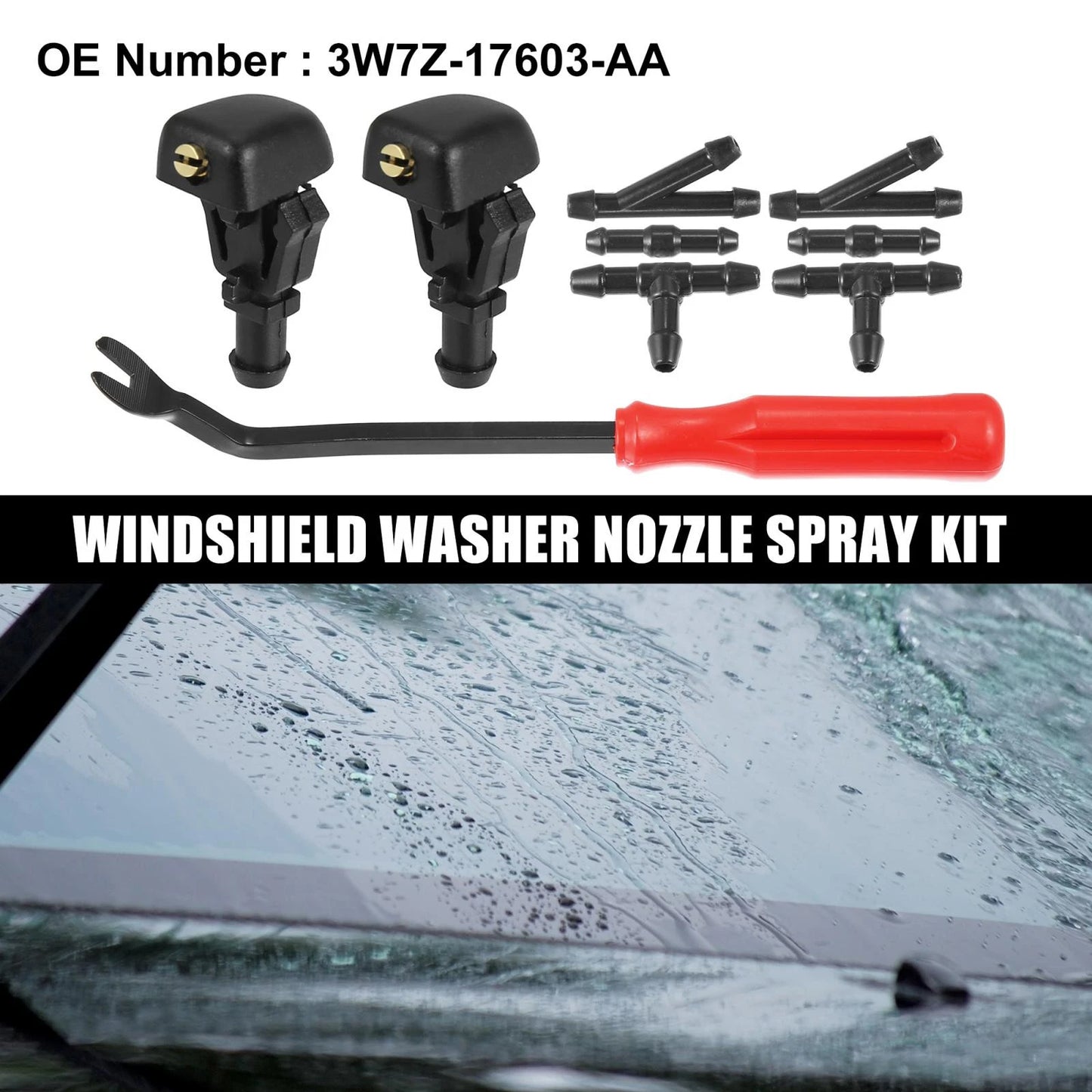 9pcs Front Windshield Washer Nozzle Kit 3W7Z-17603-AA for Ford F-150 (2004–2023)