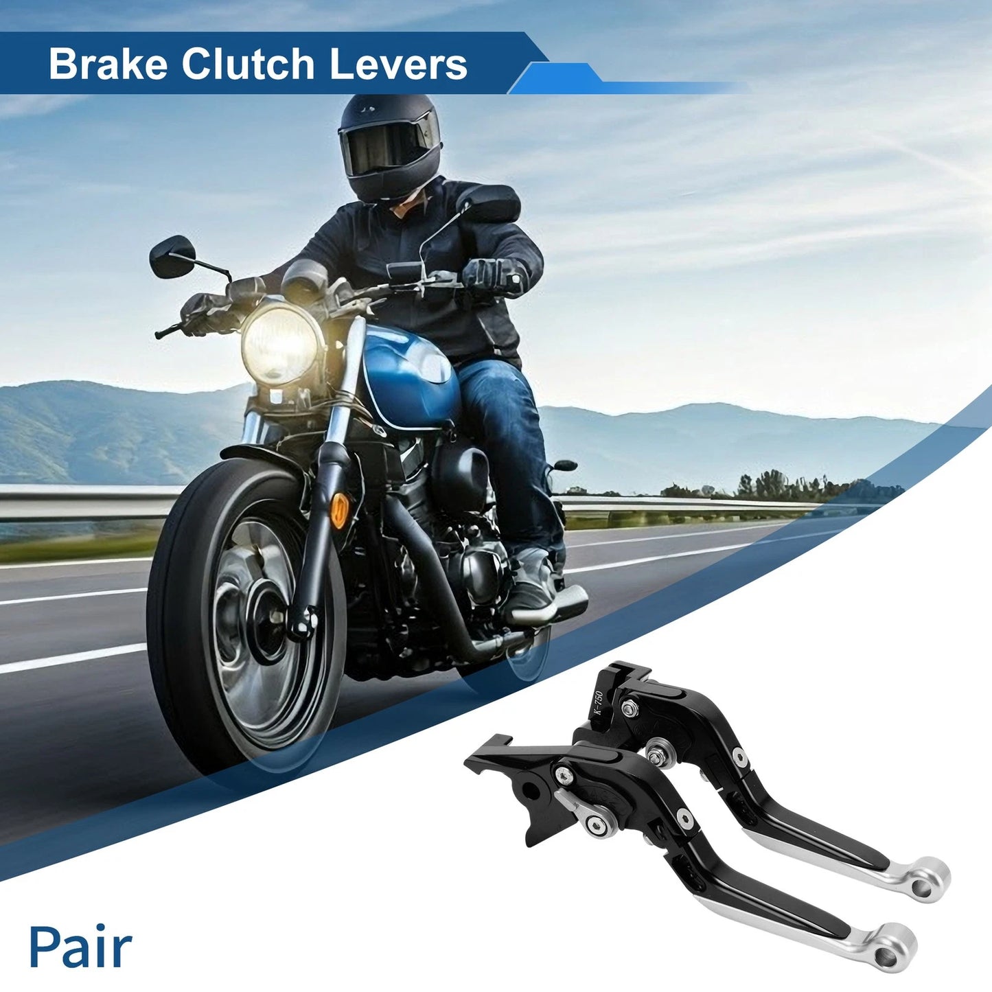 Short Long Brake Clutch Lever for Kawasaki Vulcan S 650 (2015–2023) Black Silver Tone