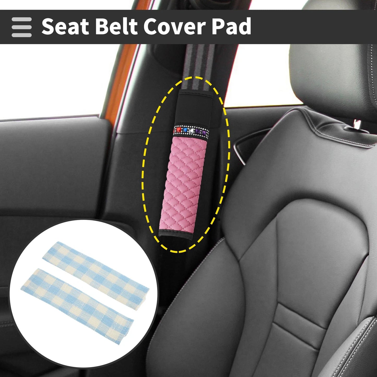 Set of 2 Blue Seat Belt Cover Pads for Universal Fit (24cm)