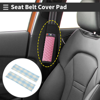 Set of 2 Blue Seat Belt Cover Pads for Universal Fit (24cm)