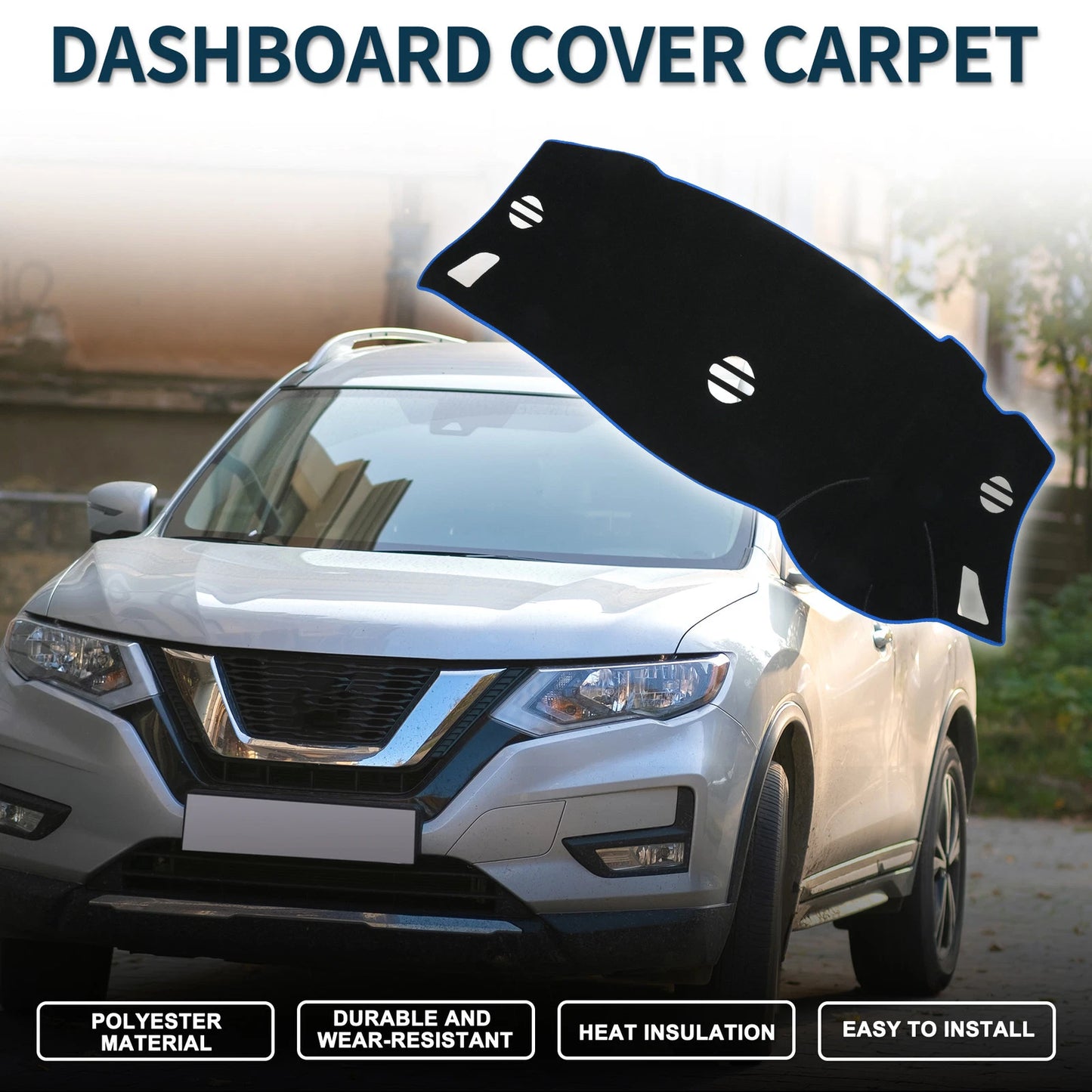 Dashboard Dash Cover Mat for Nissan Elgrand E52 (2010–2024) Black Blue Set