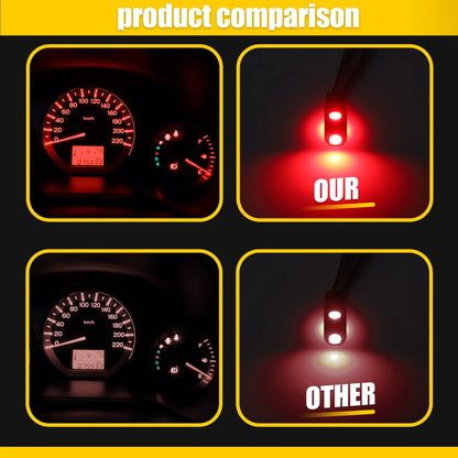 Set of 2 T5 3030 3SMD LED Bulbs Light Red for Car Instrument Panel