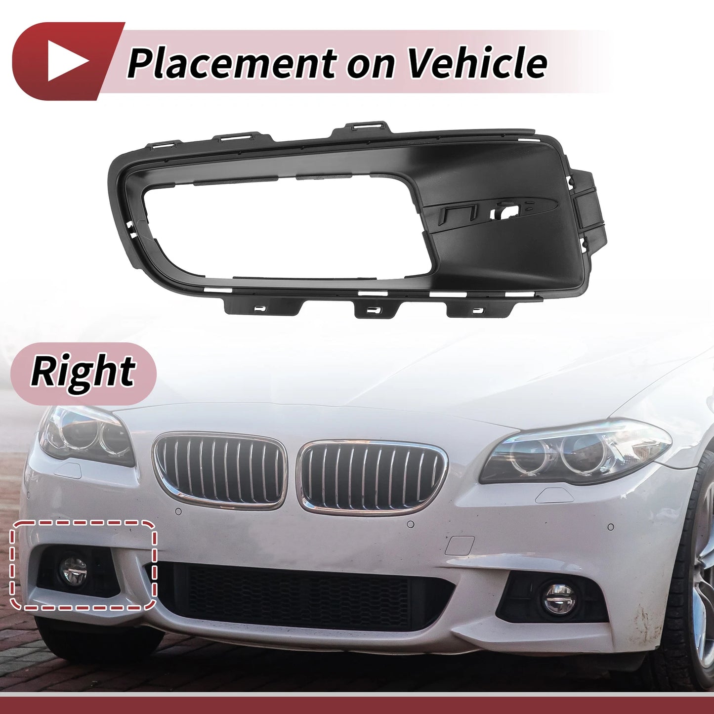 1 Pc Fog Light Grill for BMW X5 (2007–2010) No. 51117172450 Black