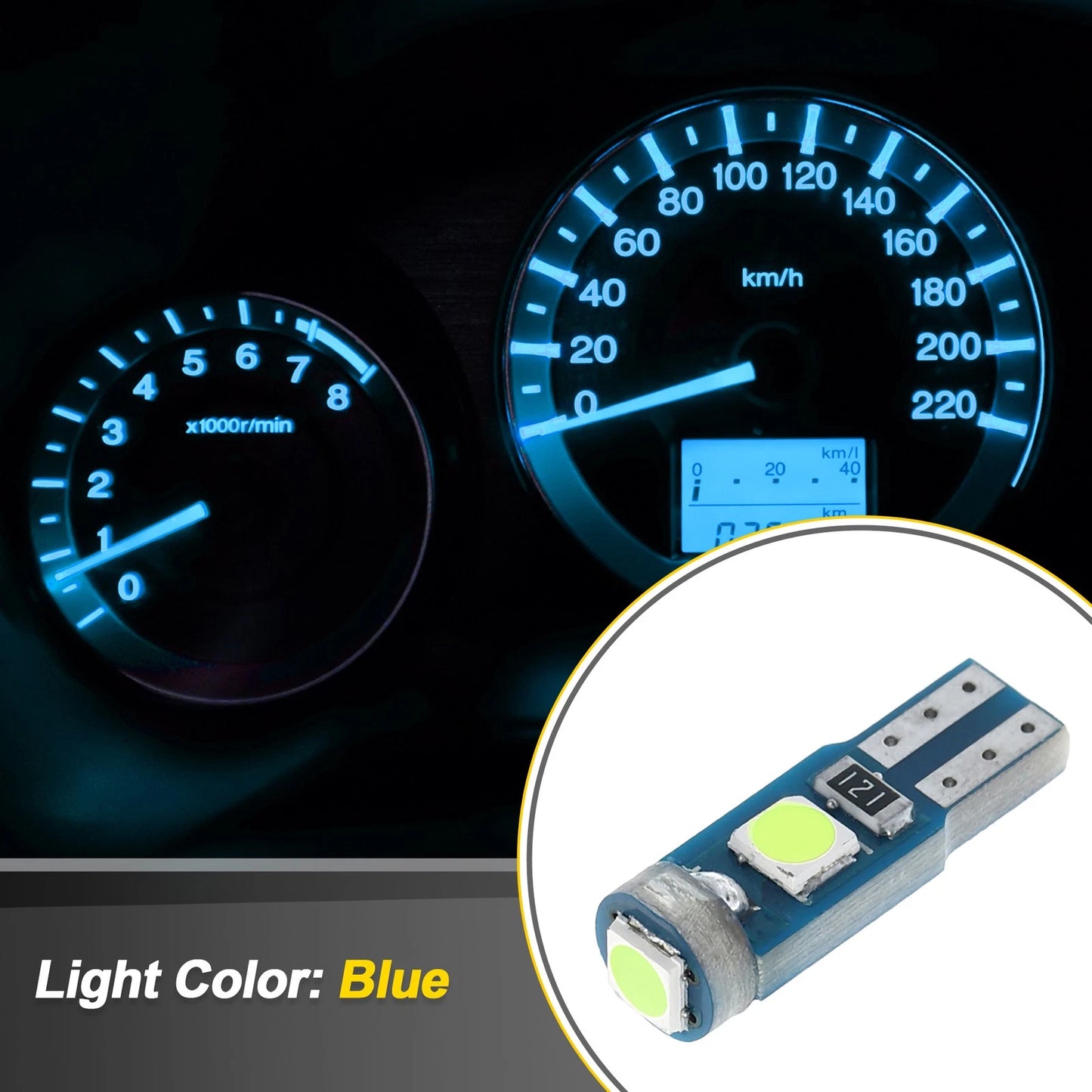 Set of 2 T5 3030 3SMD Interior LED Bulbs for Car Panel (DC 12V)