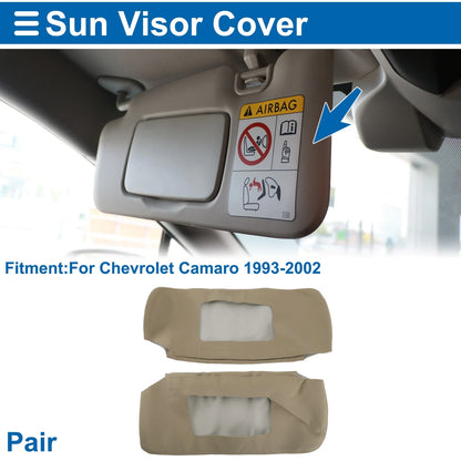 Sun Visor Cover Set for Chevrolet Camaro (1993–2002) Left Right Faux Leather Beige